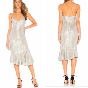 SAYLOR Dress Peggie Sequin Silver Formal Evening Prom Midi dress NWT